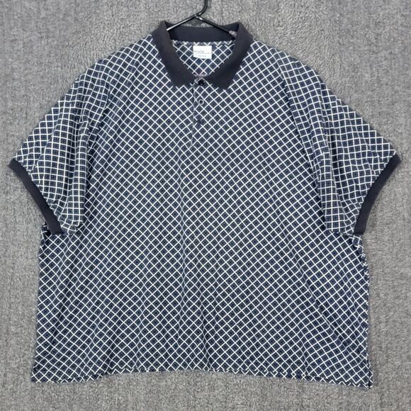 Vintage 90s Truly Polo Shirt Mens 3XL Blue Geometric Pattern 100% Cotton Golf - Picture 1 of 12